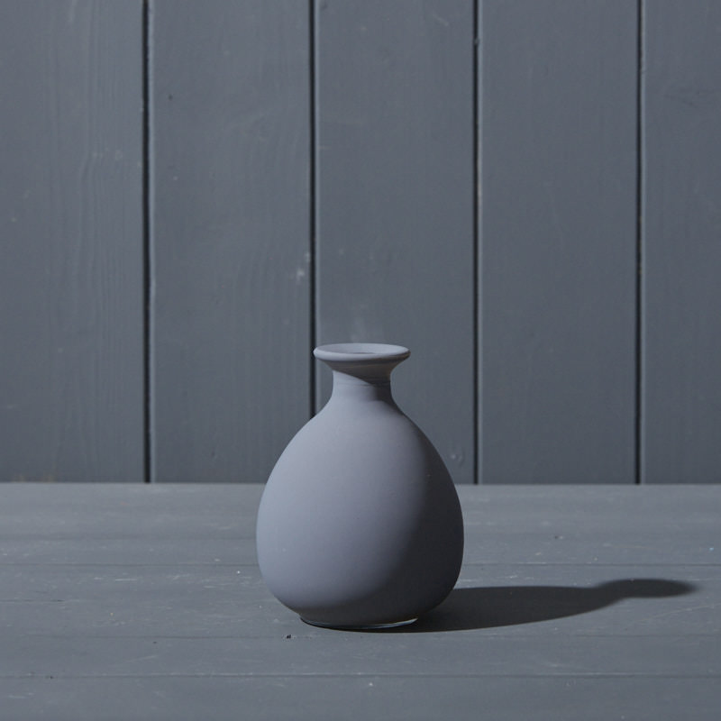 Matt Grey Glass Bud Vase (12cm) detail page